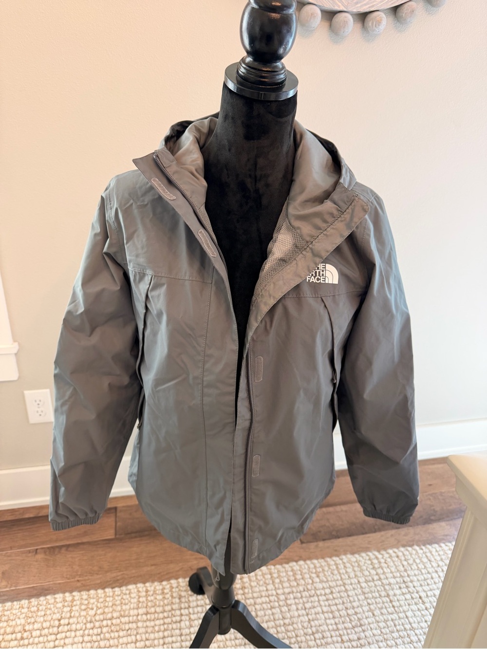 The North Face Gray Hooded Raincoat